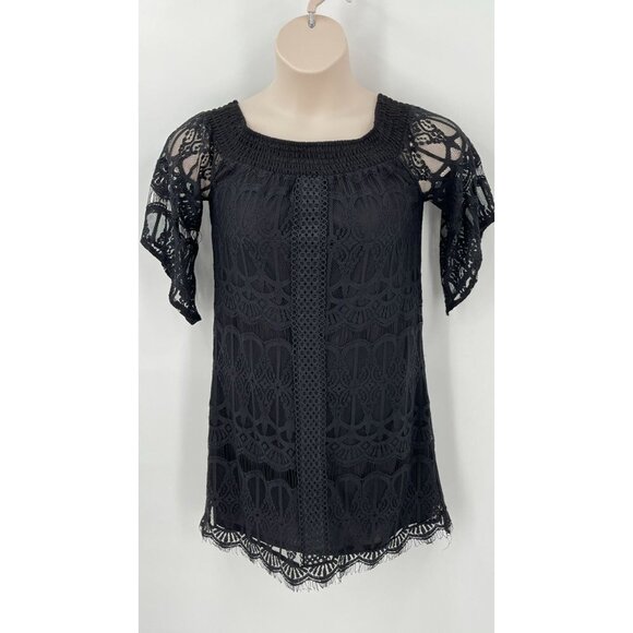 Miami Ladies Off the Shoulder Lace Dress Black Size M - Picture 1 of 11